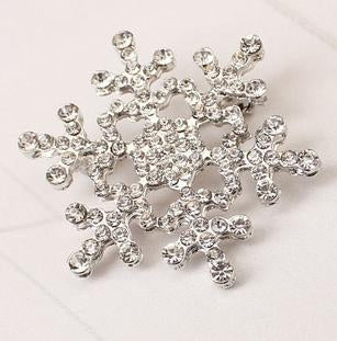 時尚水鑽聖誕雪花胸針，金色、銀色