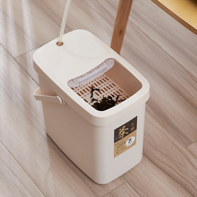 辦公塑膠茶渣桶茶葉廢料桶推蓋便攜垃圾桶，7L，10L