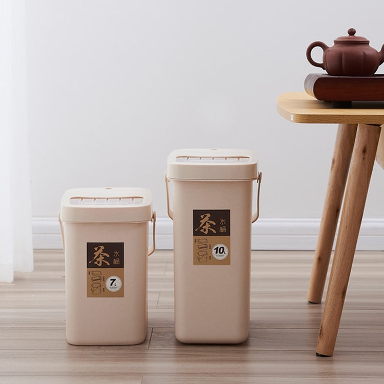 辦公塑膠茶渣桶茶葉廢料桶推蓋便攜垃圾桶，7L，10L