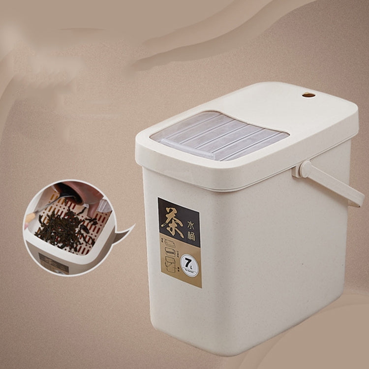 辦公塑膠茶渣桶茶葉廢料桶推蓋便攜垃圾桶，7L，10L