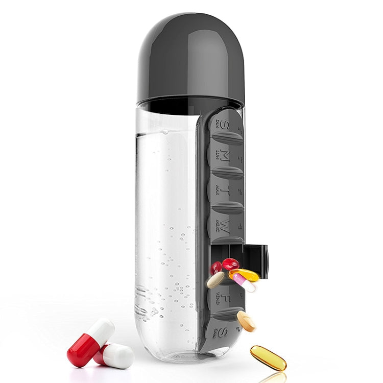 600ML塑膠水瓶附每日藥盒收納器 飲用水瓶