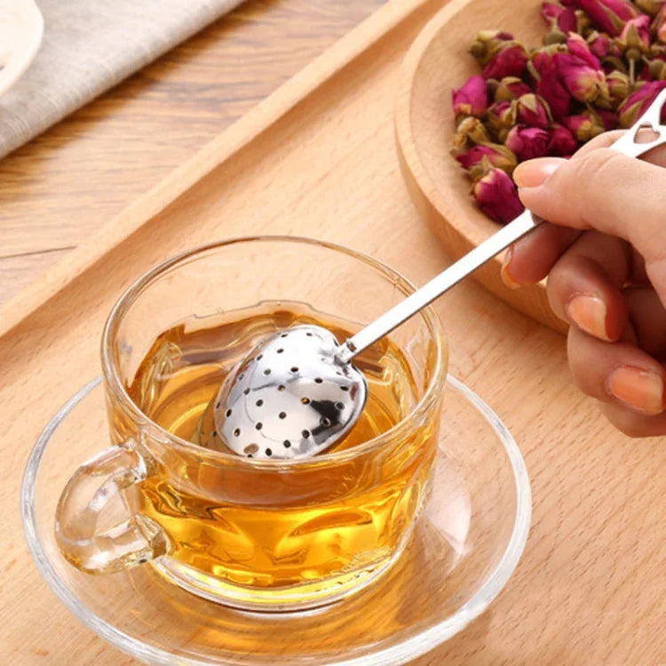 2個裝不鏽鋼實用心形茶葉過濾勺，心形茶葉過濾器