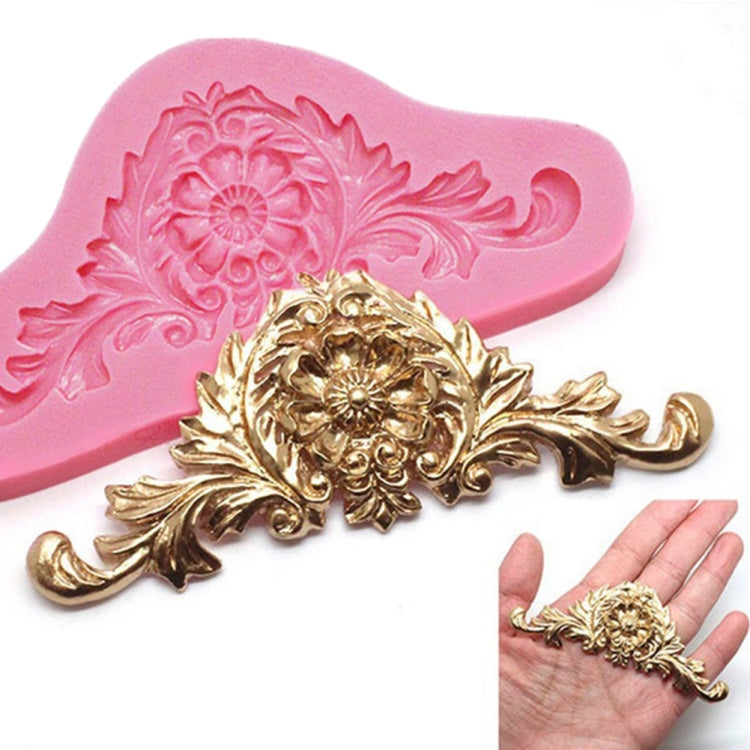 2件套復古浮雕翻糖矽膠模具 法庭蕾絲花藤 DOY烘焙蛋糕工具，蕾絲花藤（粉色），蕾絲花藤（灰色）