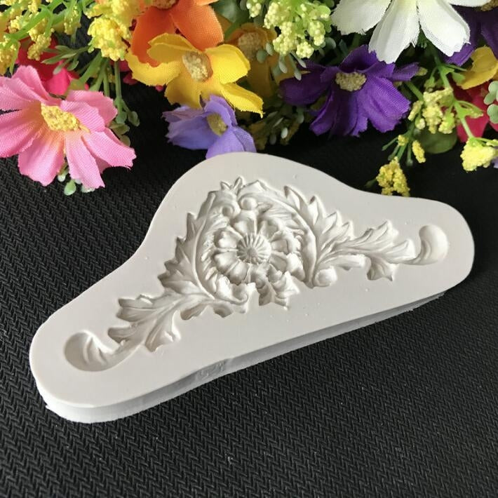2件套復古浮雕翻糖矽膠模具 法庭蕾絲花藤 DOY烘焙蛋糕工具，蕾絲花藤（粉色），蕾絲花藤（灰色）