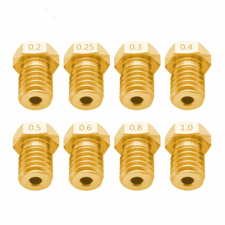 8 個 Bugatti 3D 列印機配件 E3D-V5 V6 噴嘴 M6 螺紋耗材熱噴嘴，1.75/0.2mm，1.75/0.25mm，1.75/0.3mm，1.75/0.35mm，1.75/0.4mm，1.75/0.5mm，1.75/0.6mm，1.75/0.8mm，1.75/1.0mm，3/0.2mm，3/0.3mm，3/0.4mm，3/0.5mm，3/0.6mm，3/0.8mm