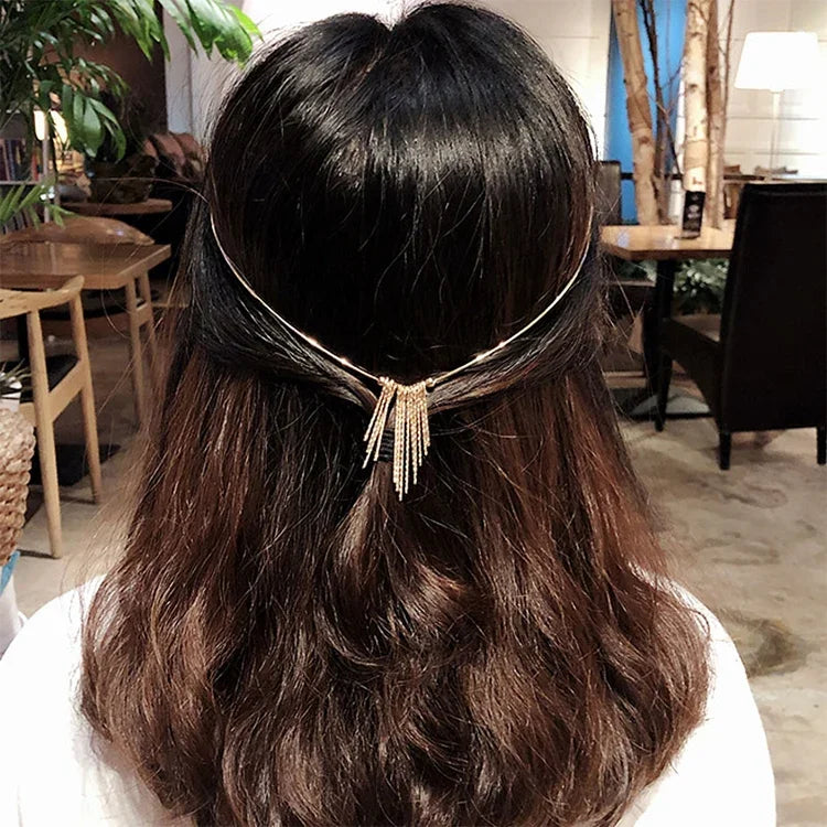 女士時尚水晶合金頭帶髮帶後固定器