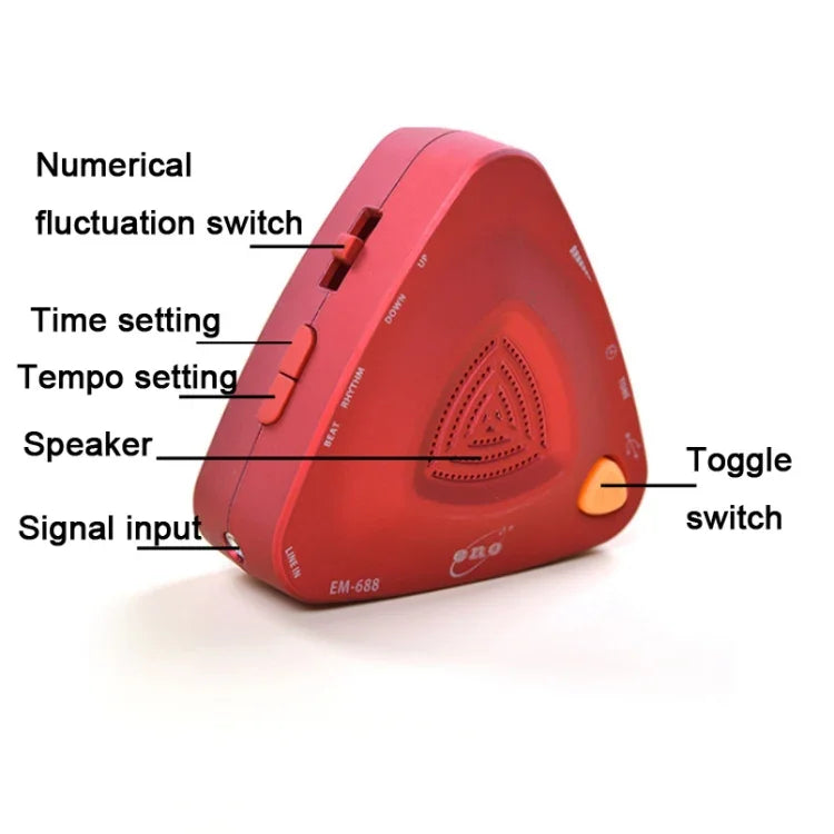 ENO EM-688 電子人聲可充電節拍器，適用於鋼琴／吉他／鼓／古箏／小提琴，EM-688（黑色）、EM-688（紅色）、EM-688（藍色）