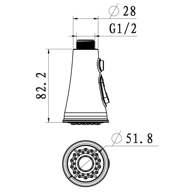 廚房喇叭按鈕開關 可暫停水龍頭灑水器 節水噴嘴過濾器，鍍鉻CP，拉絲BN