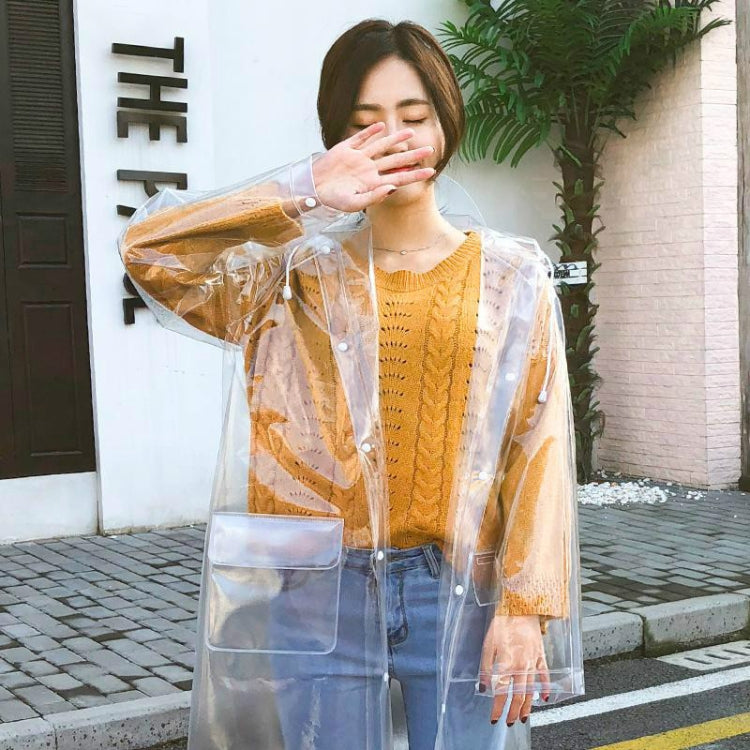 時尚便攜戶外透明EVA雨衣，M、L、XL