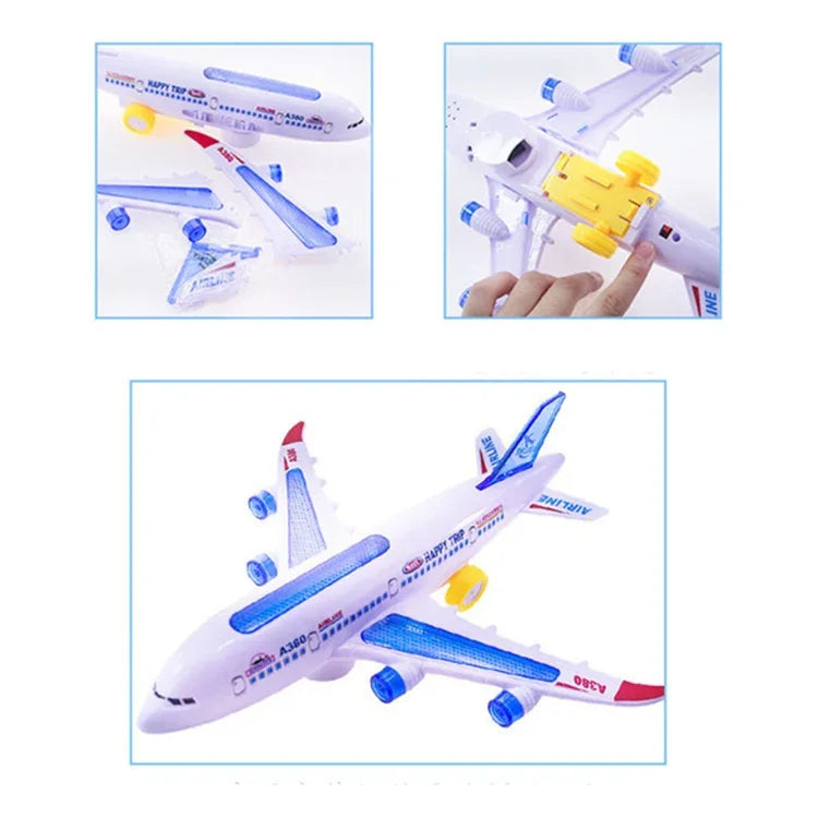 模型飛機玩具 電動閃光音樂飛機 兒童玩具 DIY 飛機禮物