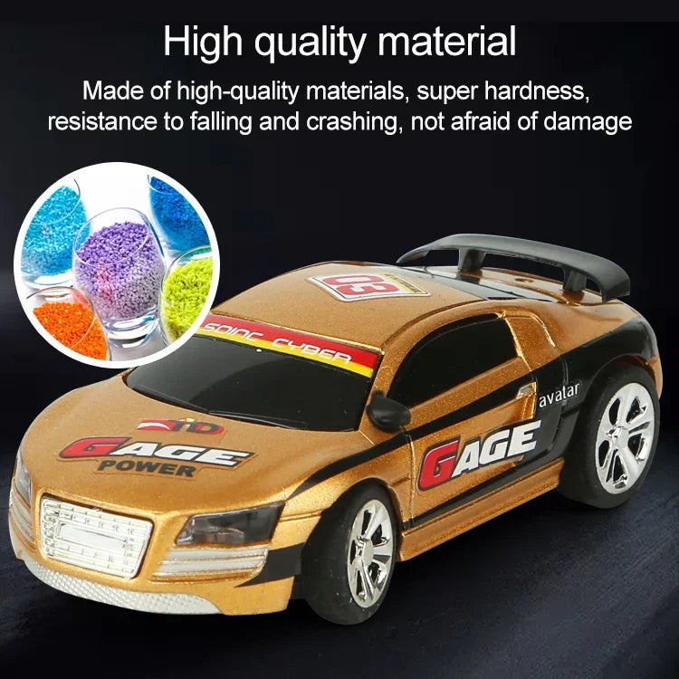 可樂罐迷你 RC 車無線遙控微型賽車，綠白色、黑色、綠色、紅色、藍色、黃色、金色、黑橘色