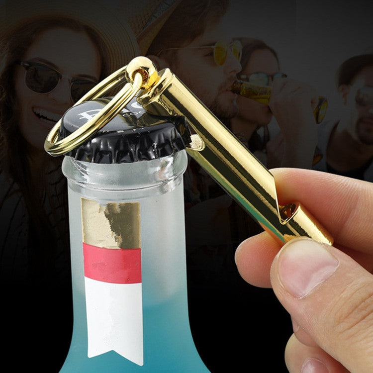 2件套金屬哨子開瓶器鑰匙圈 創意多功能鑰匙扣吊飾，金色，銀色