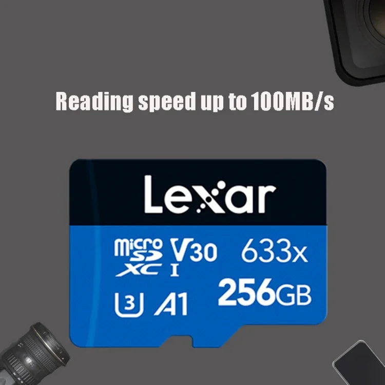 Lexar 633x 256GB高速手機相機記憶TF卡 切換擴充行車記錄器專用儲存快閃記憶卡，256GB