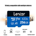 Lexar 633x 256GB高速手機相機記憶TF卡 切換擴充行車記錄器專用儲存快閃記憶卡，256GB