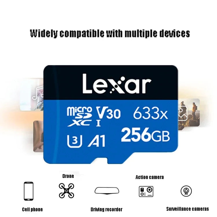 Lexar 633x 256GB高速手機相機記憶TF卡 切換擴充行車記錄器專用儲存快閃記憶卡，256GB