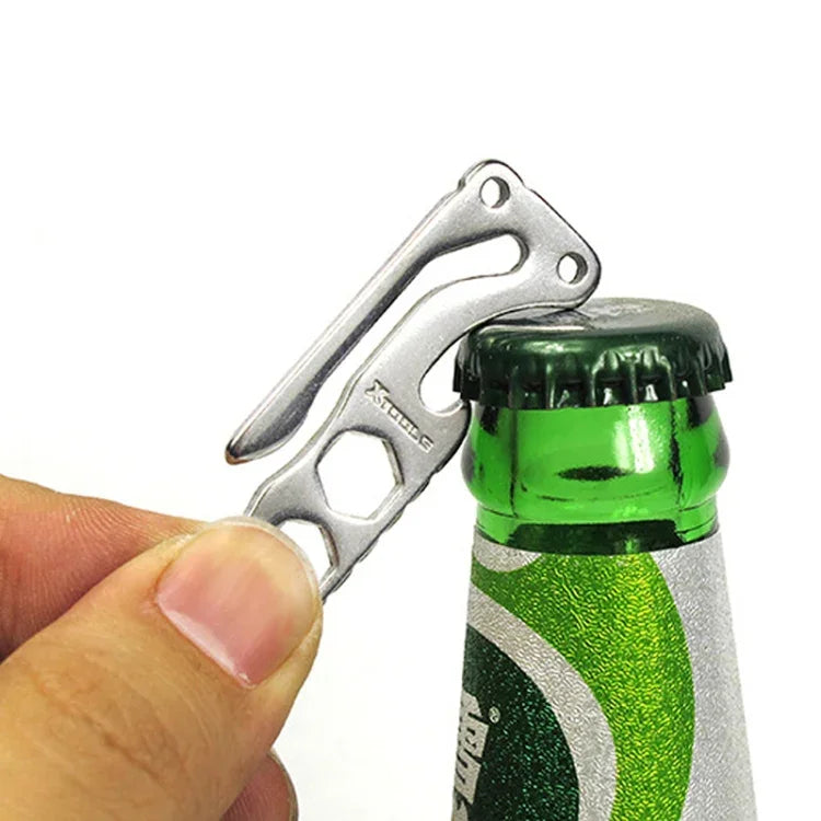 口袋碳素不鏽鋼鑰匙扣 開瓶器 戶外運動露營EDC工具