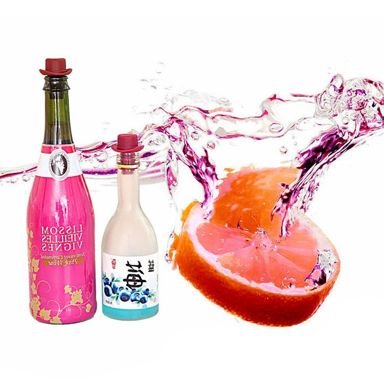 矽膠高帽新鮮酒瓶塞紅酒瓶塞，2件套帽形（棕色）、2件套帽形（黑色）、2件套帽形（紅酒色）、2件套帽形（黃色）、2件套帽形（玫瑰紅）、2件套帽形（紅色）