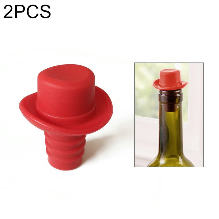 矽膠高帽新鮮酒瓶塞紅酒瓶塞，2件套帽形（棕色）、2件套帽形（黑色）、2件套帽形（紅酒色）、2件套帽形（黃色）、2件套帽形（玫瑰紅）、2件套帽形（紅色）
