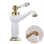 Copper Antique Hot Cold Double Blue White Porcelain Faucet, Platinum, Black Gold, Black, Antique