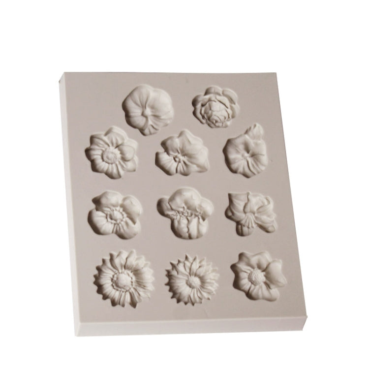 翻糖蛋糕矽膠模具巧克力模具DIY喇叭花向日葵烘焙裝飾，向日葵形狀（粉色），向日葵形狀（灰色）