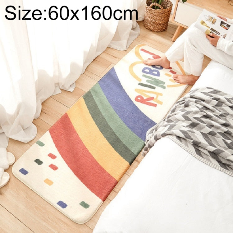 卡通家用沙發條紋地毯臥室床邊羊絨防滑墊，40×120 cm，60×160 cm，60×180 cm