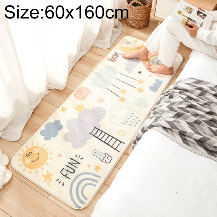 卡通家用沙發條紋地毯臥室床邊羊絨防滑墊，40×120 cm，60×160 cm，60×180 cm