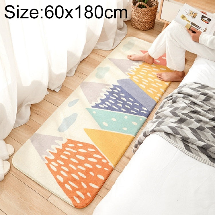 卡通家用沙發條紋地毯臥室床邊羊絨防滑墊，40×120 cm，60×160 cm，60×180 cm
