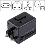 全球通用旅行隱藏式插頭轉接器，內建雙 USB 充電埠，適用美國、英國、澳洲、歐盟