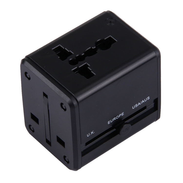 全球通用旅行隱藏式插頭轉接器，內建雙 USB 充電埠，適用美國、英國、澳洲、歐盟
