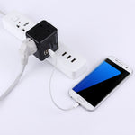 全球通用旅行隱藏式插頭轉接器，內建雙 USB 充電埠，適用美國、英國、澳洲、歐盟