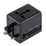 全球通用旅行隱藏式插頭轉接器，內建雙 USB 充電埠，適用美國、英國、澳洲、歐盟