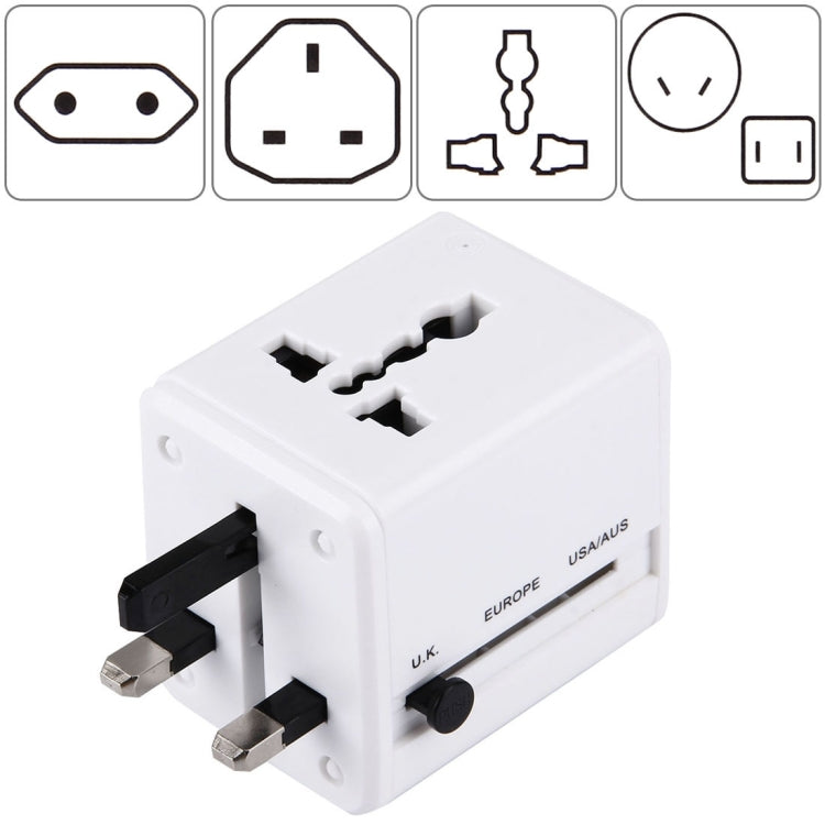 全球通用旅行隱藏式插頭轉接器，內建雙 USB 充電埠，適用美國、英國、澳洲、歐盟