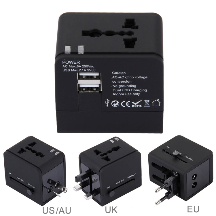5V 2.1A 雙USB電源插座充電器適配器，英規/歐規/美規/澳規插頭，5V 2.1A