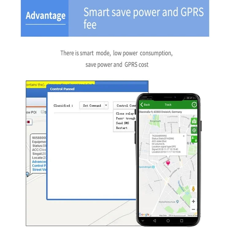 TK202A 2G 車輛卡車追蹤 GSM GPRS GPS 追蹤器 支援 AGPS，電池容量：6500mAh，2G 6500mAh