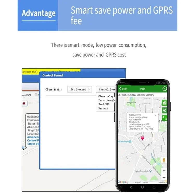 TK202A 4G 車用卡車車輛追蹤 GSM GPRS GPS 追蹤器 支援 AGPS，電池容量：6500mAh，4G 6500mAh