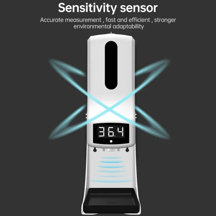 K9 Pro 免持非接觸人體光敏距離感應溫度計 + 1000ml 自動非接觸液體皂分配器帶底座安裝，K9 Pro