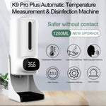 K9 Pro Plus免接觸體溫計 + 1000ml自動免接觸液體皂液器含底座安裝，15語言語音播報，K9 Pro Plus