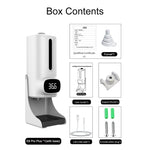 K9 Pro Plus免接觸體溫計 + 1000ml自動免接觸液體皂液器含底座安裝，15語言語音播報，K9 Pro Plus