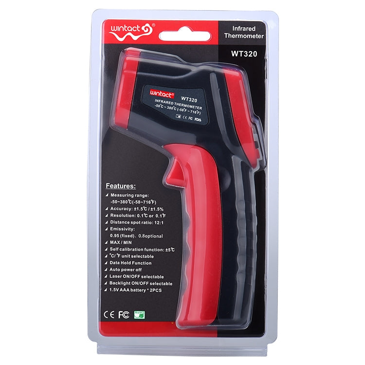 Wintact WT320 -50°C~380°C 手持便攜戶外非接觸式數位紅外線溫度計，WT320