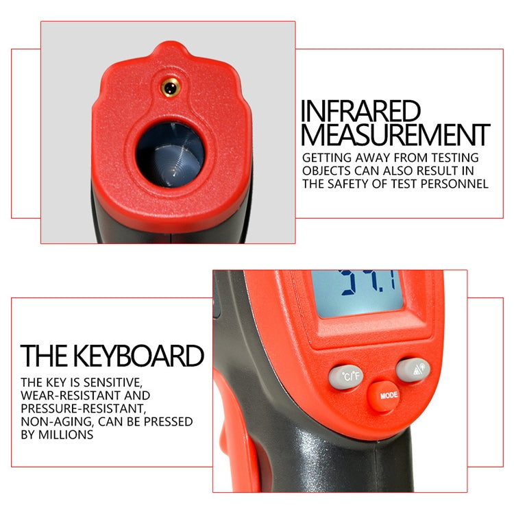Wintact WT320 -50°C~380°C 手持便攜戶外非接觸式數位紅外線溫度計，WT320
