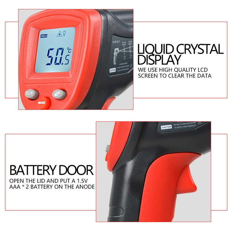Wintact WT320 -50°C~380°C 手持便攜戶外非接觸式數位紅外線溫度計，WT320