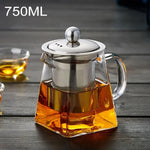不鏽鋼透明耐熱玻璃過濾茶壺，容量：750ml，容量：750ml