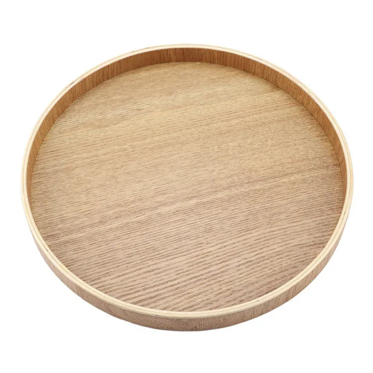 創意圓形實木茶盤酒店木製茶盤，直徑：37.5cm，木色，直徑：37.5cm