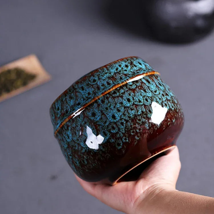 窯變陶瓷迷你茶壺儲存防潮密封茶罐