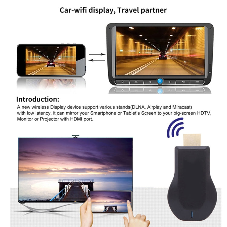 M4 Plus 無線 WiFi 顯示接收器，支援 Airplay Miracast DLNA 1080P HDMI 電視棒，適用於 iPhone、三星及其他安卓智能手機，M4 Plus