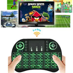 支援語言：阿拉伯語 i8 空中滑鼠無線背光鍵盤，含觸控板，適用 Android TV Box、智慧電視、PC 平板、Xbox360、PS3、HTPC/IPTV，阿拉伯語