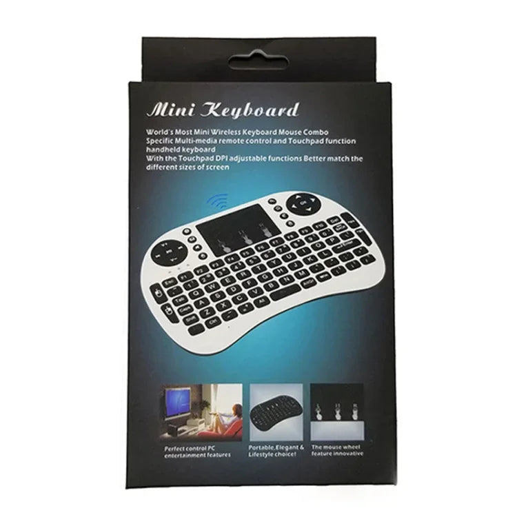 支援語言：俄語 i8 空中滑鼠無線背光鍵盤，含觸控板，適用 Android TV Box、智慧電視、PC 平板、Xbox360、PS3、HTPC/IPTV，俄語