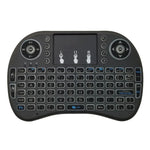 支援語言：法語 i8 空中滑鼠無線背光鍵盤，含觸控板，適用 Android TV Box、智慧電視、PC 平板、Xbox360、PS3、HTPC/IPTV，法語