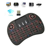 支援語言：法語 i8 空中滑鼠無線背光鍵盤，含觸控板，適用 Android TV Box、智慧電視、PC 平板、Xbox360、PS3、HTPC/IPTV，法語