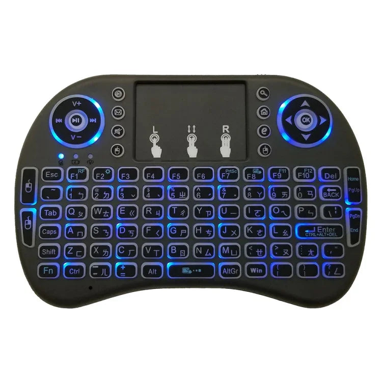 支援語言：台語 i8 空中滑鼠無線背光鍵盤，含觸控板，適用 Android TV Box、智慧電視、PC 平板、Xbox360、PS3、HTPC/IPTV，台語